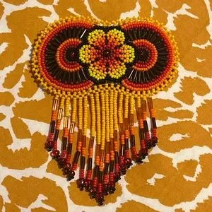 Accessories | Beaded Barrette In Yellow Orange Brown Flower  display picture 2